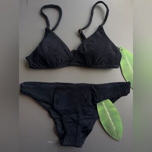 FARM RIO BLACK SUNNY BIKINI TOP AND BOTTOM SET